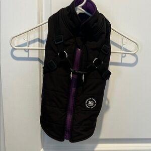 NORBI Black and Purple Winter Puffer Dog Jacket with Built in Harness